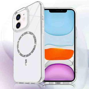 For iPhone 11 Transparent MagSafe Glitter Powder Acrylic Phone Case(White)