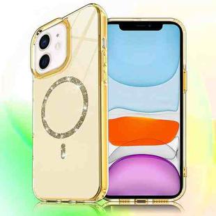 For iPhone 11 Transparent MagSafe Glitter Powder Acrylic Phone Case(Yellow)