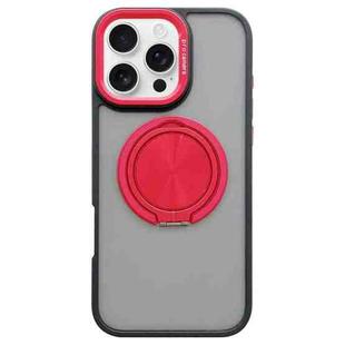 For iPhone 16 Pro Max Skin-feel Two-color Edge Strips 360 MagSafe Holder Phone Case(Red)