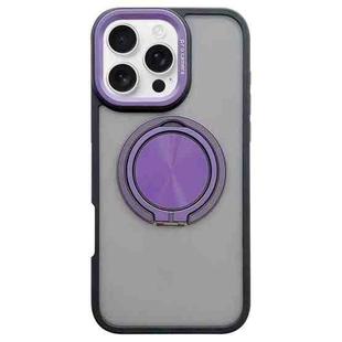 For iPhone 16 Pro Max Skin-feel Two-color Edge Strips 360 MagSafe Holder Phone Case(Purple)