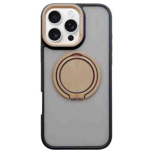 For iPhone 16 Pro Skin-feel Two-color Edge Strips 360 MagSafe Holder Phone Case(Desert Gold)