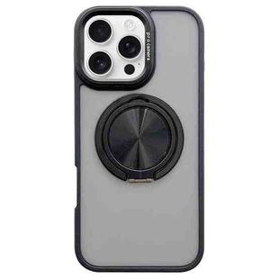 For iPhone 16 Pro Skin-feel Two-color Edge Strips 360 MagSafe Holder Phone Case(Black)