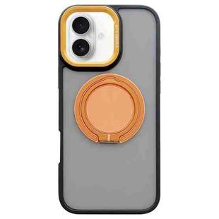 For iPhone 16 Plus Skin-feel Two-color Edge Strips 360 MagSafe Holder Phone Case(Orange)