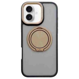 For iPhone 16 Skin-feel Two-color Edge Strips 360 MagSafe Holder Phone Case(Desert Gold)