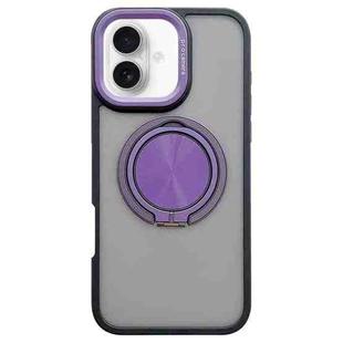 For iPhone 16 Skin-feel Two-color Edge Strips 360 MagSafe Holder Phone Case(Purple)