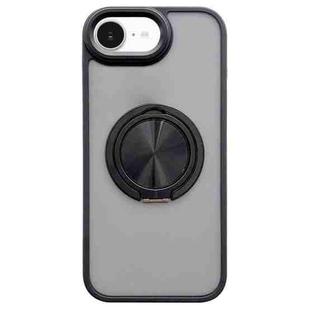 For iPhone 16e Skin-feel Two-color Edge Strips 360 MagSafe Holder Phone Case(Black)