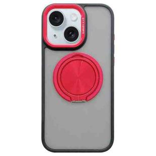 For iPhone 15 Skin-feel Two-color Edge Strips 360 MagSafe Holder Phone Case(Red)