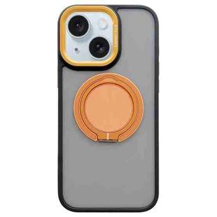 For iPhone 15 Skin-feel Two-color Edge Strips 360 MagSafe Holder Phone Case(Orange)