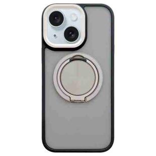 For iPhone 15 Skin-feel Two-color Edge Strips 360 MagSafe Holder Phone Case(Titanium Gray)