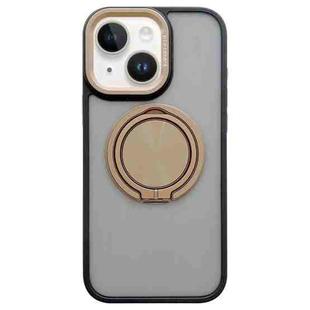 For iPhone 14 Skin-feel Two-color Edge Strips 360 MagSafe Holder Phone Case(Desert Gold)