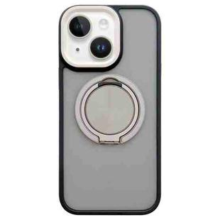 For iPhone 14 Skin-feel Two-color Edge Strips 360 MagSafe Holder Phone Case(Titanium Gray)