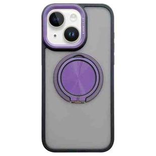 For iPhone 14 Skin-feel Two-color Edge Strips 360 MagSafe Holder Phone Case(Purple)