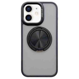 For iPhone 12 Skin-feel Two-color Edge Strips 360 MagSafe Holder Phone Case(Black)