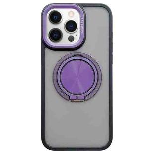 For iPhone 12 Pro Max Skin-feel Two-color Edge Strips 360 MagSafe Holder Phone Case(Purple)