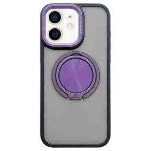 For iPhone 11 Skin-feel Two-color Edge Strips 360 MagSafe Holder Phone Case(Purple)