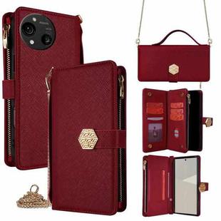 For Sharp Aquos R10 Crossbody Handle Cross Texture Leather Phone Case(Red)