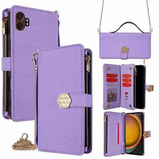 For Samsung Galaxy Xcover 7 Pro 5G Crossbody Handle Cross Texture Leather Phone Case(Purple)