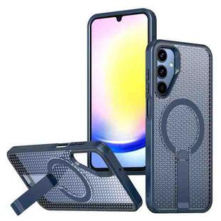 For Samsung Galaxy A25 5G Honeycomb Cooling MagSafe Holder Phone Case(Blue)
