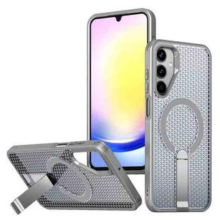 For Samsung Galaxy A25 5G Honeycomb Cooling MagSafe Holder Phone Case(Titanium Grey)