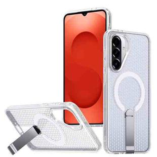 For Samsung Galaxy A26 5G Honeycomb Cooling MagSafe Holder Phone Case(Frosted Transparent)