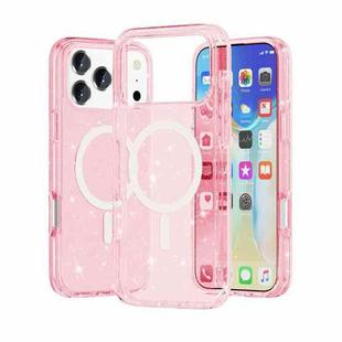 For iPhone 17 Pro Max Terminator Style Glitter Powder MagSafe Magnetic Phone Case(Pink)