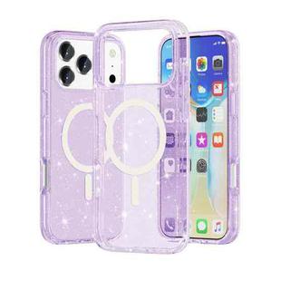 For iPhone 17 Pro Terminator Style Glitter Powder MagSafe Magnetic Phone Case(Purple)