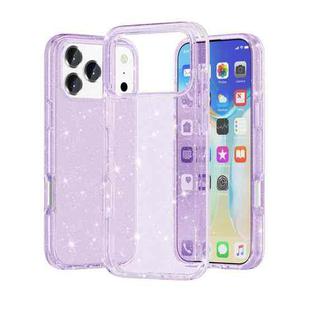 For iPhone 17 Pro Shockproof Terminator Glitter Powder Phone Case(Purple)