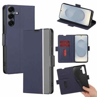 For Samsung Galaxy S25 5G Twill Texture Side Button Leather Phone Case(Blue)
