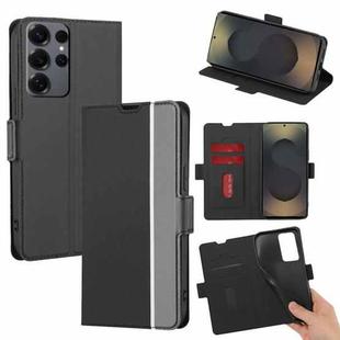 For Samsung Galaxy S25 Ultra 5G Twill Texture Side Button Leather Phone Case(Black)
