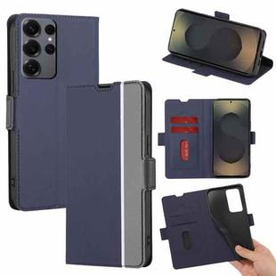 For Samsung Galaxy S25 Ultra 5G Twill Texture Side Button Leather Phone Case(Blue)