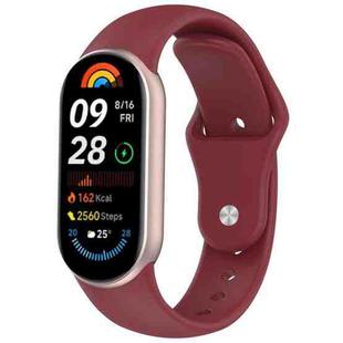 For Xiaomi Smart Band 10 / 9 / 8 Reverse Buckle Silicone Watch Band(Wine Red)