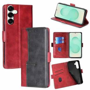 For Samsung Galaxy S25+ 5G Contrast Color Side Buckle Leather Phone Case(Red + Black)