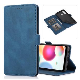 For Samsung Galaxy A21 Retro Magnetic Closing Clasp Horizontal Flip Leather Case with Holder & Card Slots & Photo Frame & Wallet(Navy Blue)