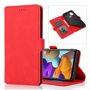 For Samsung Galaxy A21s Retro Magnetic Closing Clasp Horizontal Flip Leather Case with Holder & Card Slots & Photo Frame & Wallet(Red)