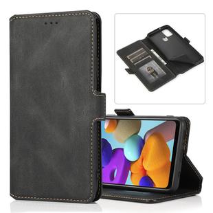 For Samsung Galaxy A21s Retro Magnetic Closing Clasp Horizontal Flip Leather Case with Holder & Card Slots & Photo Frame & Wallet(Black)