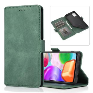 For Samsung Galaxy A41 Retro Magnetic Closing Clasp Horizontal Flip Leather Case with Holder & Card Slots & Photo Frame & Wallet(Dark Green)