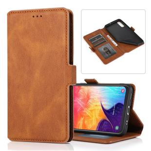 For Samsung Galaxy A50 Retro Magnetic Closing Clasp Horizontal Flip Leather Case with Holder & Card Slots & Photo Frame & Wallet(Brown)
