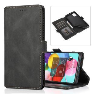 For Samsung Galaxy A51 Retro Magnetic Closing Clasp Horizontal Flip Leather Case with Holder & Card Slots & Photo Frame & Wallet(Black)