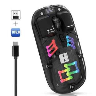 HXSJ T200 Dual Modes 2.4G BT5.0 Transparent RGB Wireless Mouse(Black)