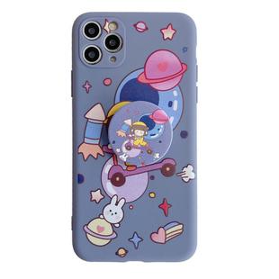 For iPhone 11 Pro Max Cartoon Pattern Protective Case with Holder(Bike Girl)