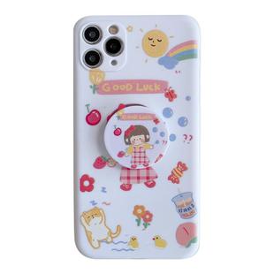 For iPhone 11 Pro Max Cartoon Pattern Protective Case with Holder(Little Girl)