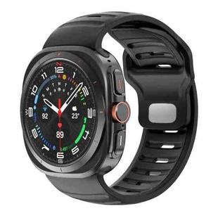 For Samsung Galaxy Watch Ultra 47mm Striped Two Color Silicone Watch Band(Black)