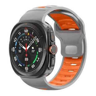 For Samsung Galaxy Watch Ultra 47mm Striped Two Color Silicone Watch Band(Grey Orange)