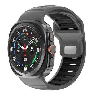For Samsung Galaxy Watch Ultra 47mm Striped Two Color Silicone Watch Band(Grey Black)