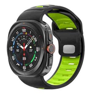 For Samsung Galaxy Watch Ultra 47mm Striped Two Color Silicone Watch Band(Black Green)