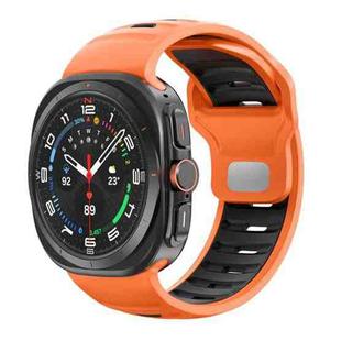 For Samsung Galaxy Watch Ultra 47mm Striped Two Color Silicone Watch Band(Orange Black)