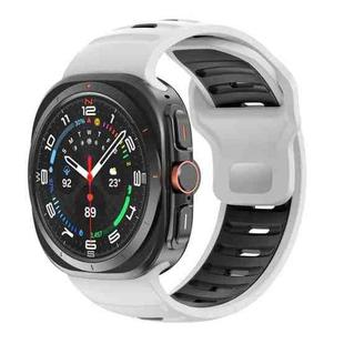 For Samsung Galaxy Watch Ultra 47mm Striped Two Color Silicone Watch Band(White Black)