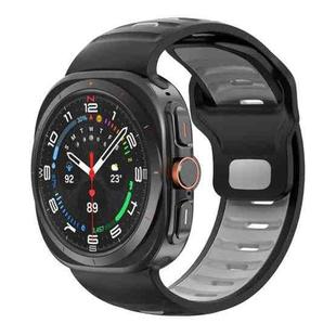 For Samsung Galaxy Watch Ultra 47mm Striped Two Color Silicone Watch Band(Black Grey)