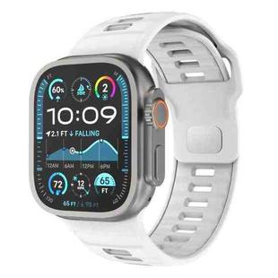 For Apple Watch 46mm / 49mm / 45mm / 44mm Checkered Reverse Buckle Silicone Watch Band(White)