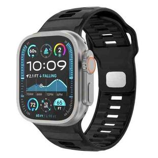 For Apple Watch 46mm / 49mm / 45mm / 44mm Checkered Reverse Buckle Silicone Watch Band(Black)